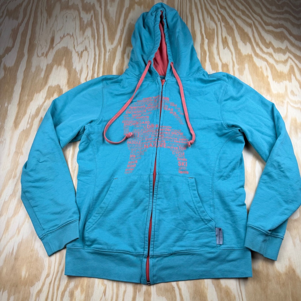 Backcountry Full Zip Hoodie Turquoise Blue Coral Pink Graphic Mens Medium